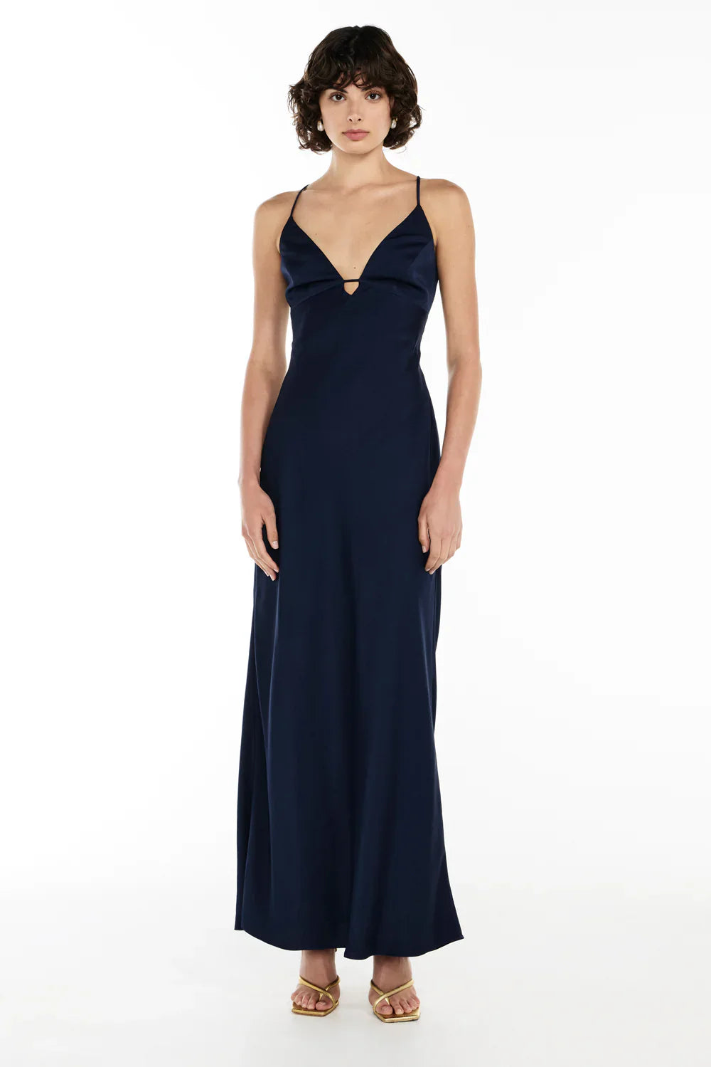 Weitese Dress Spaghetti Straps Sexy Backless Prom Dress Column Sleeveless Floor-Length Solid Color Maxi Dress