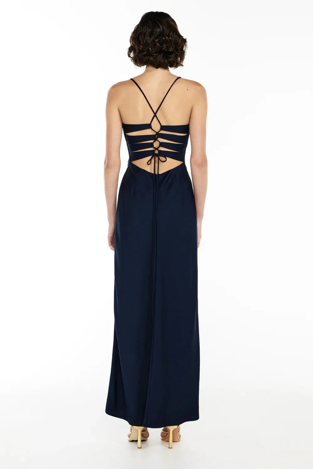 Weitese Dress Spaghetti Straps Sexy Backless Prom Dress Column Sleeveless Floor-Length Solid Color Maxi Dress