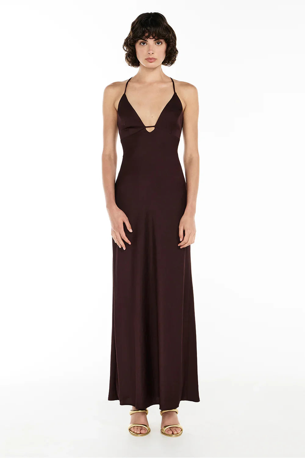 Weitese Dress Spaghetti Straps Sexy Backless Prom Dress Column Sleeveless Floor-Length Solid Color Maxi Dress