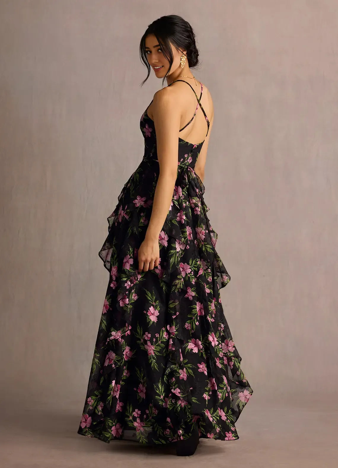 Robe Weitese à bretelles spaghetti et col en V, robe longue élégante, robe de bal sans manches, dos nu, imprimé floral, robe de soirée trapèze 