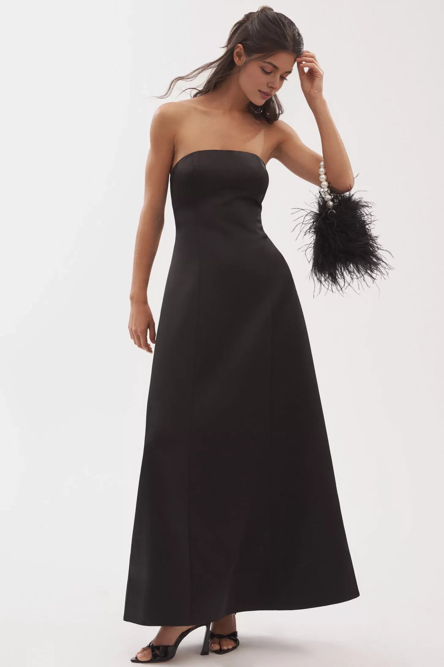 Robe de bal trapèze bustier ajustée et évasée Weitese, robe longue rose à lacets 