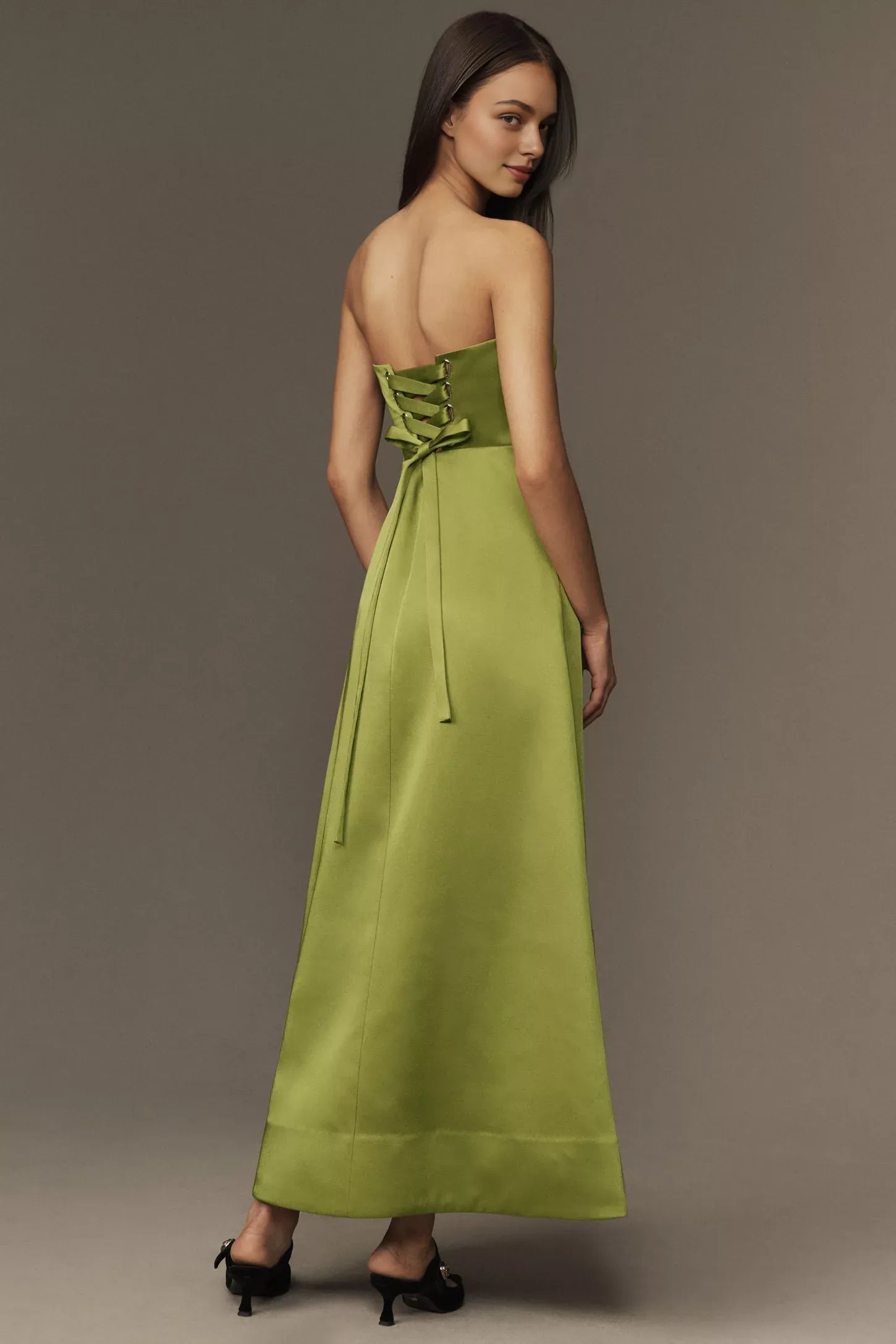 Robe de bal trapèze bustier ajustée et évasée Weitese, robe longue rose à lacets 