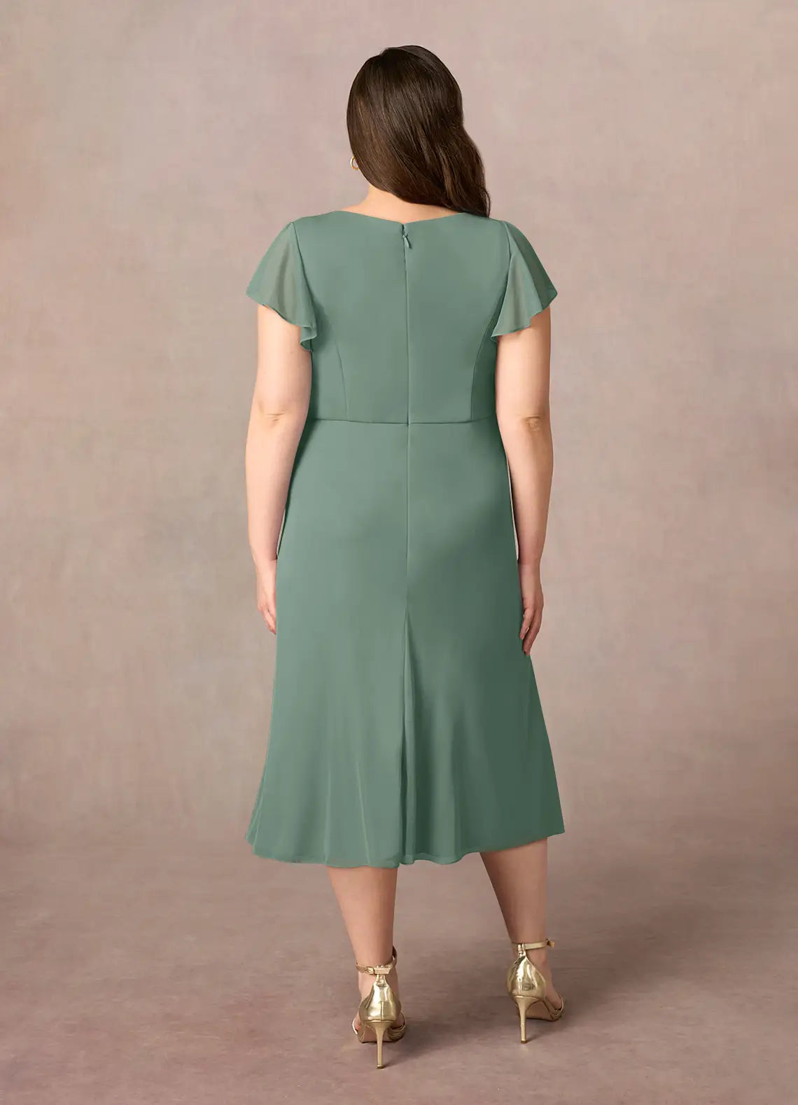 Robe Weitese à col en V, plissée, coupe trapèze, pour mère de la mariée, élégante, manches courtes, fermeture éclair dans le dos, grande taille 