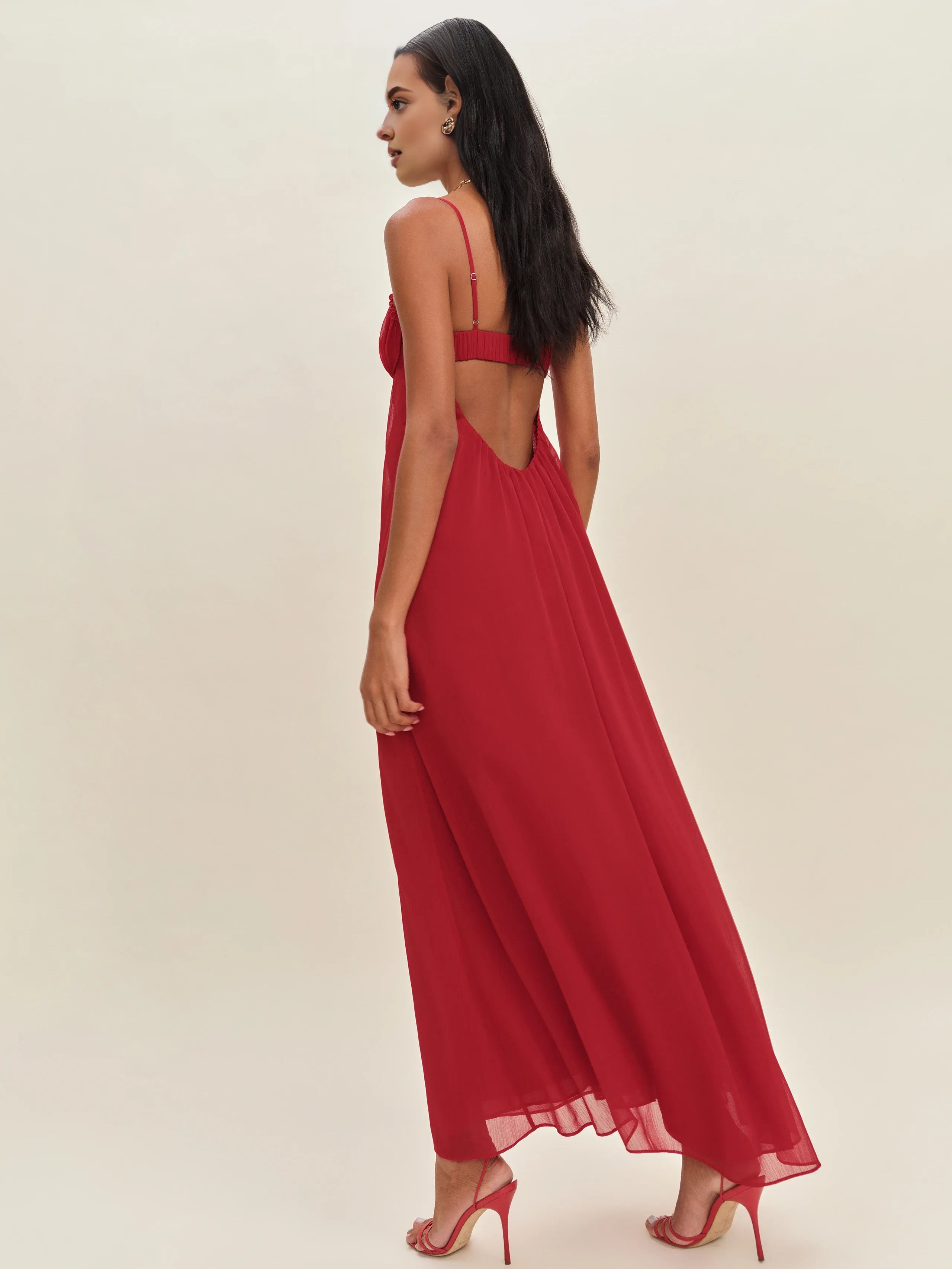 Weitese Dress Vintage Spaghetti Straps Sleeveless Mermaid Prom Dress Maxi Dress Backless A-Line Evening Dress