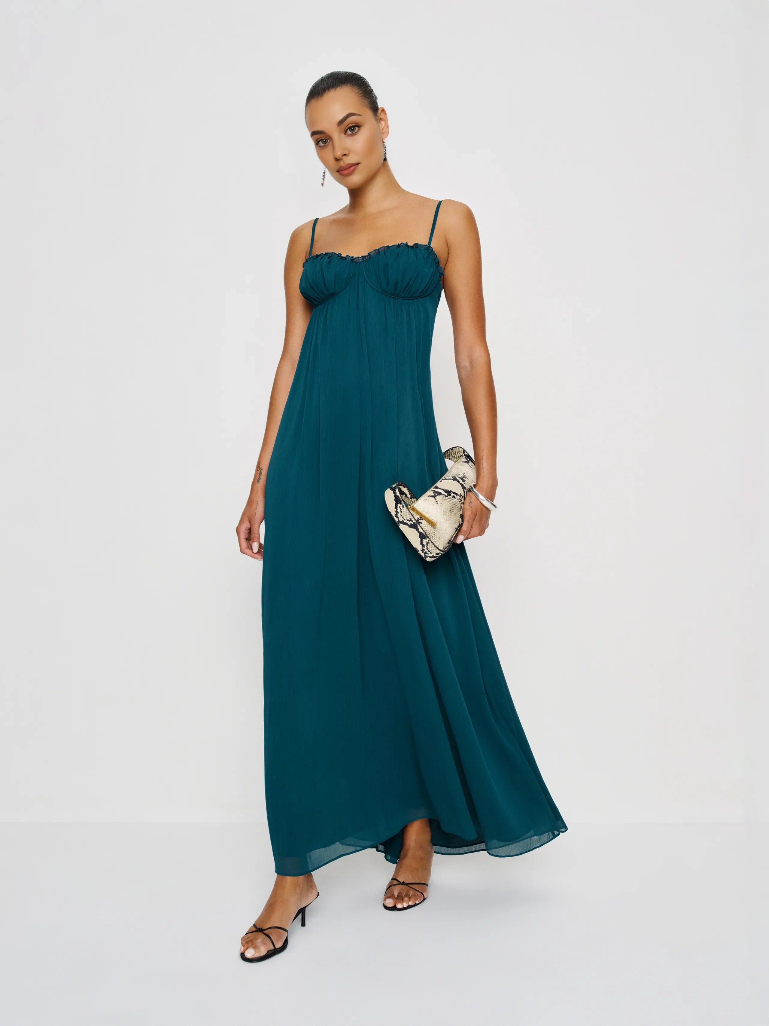 Weitese Dress Vintage Spaghetti Straps Sleeveless Mermaid Prom Dress Maxi Dress Backless A-Line Evening Dress