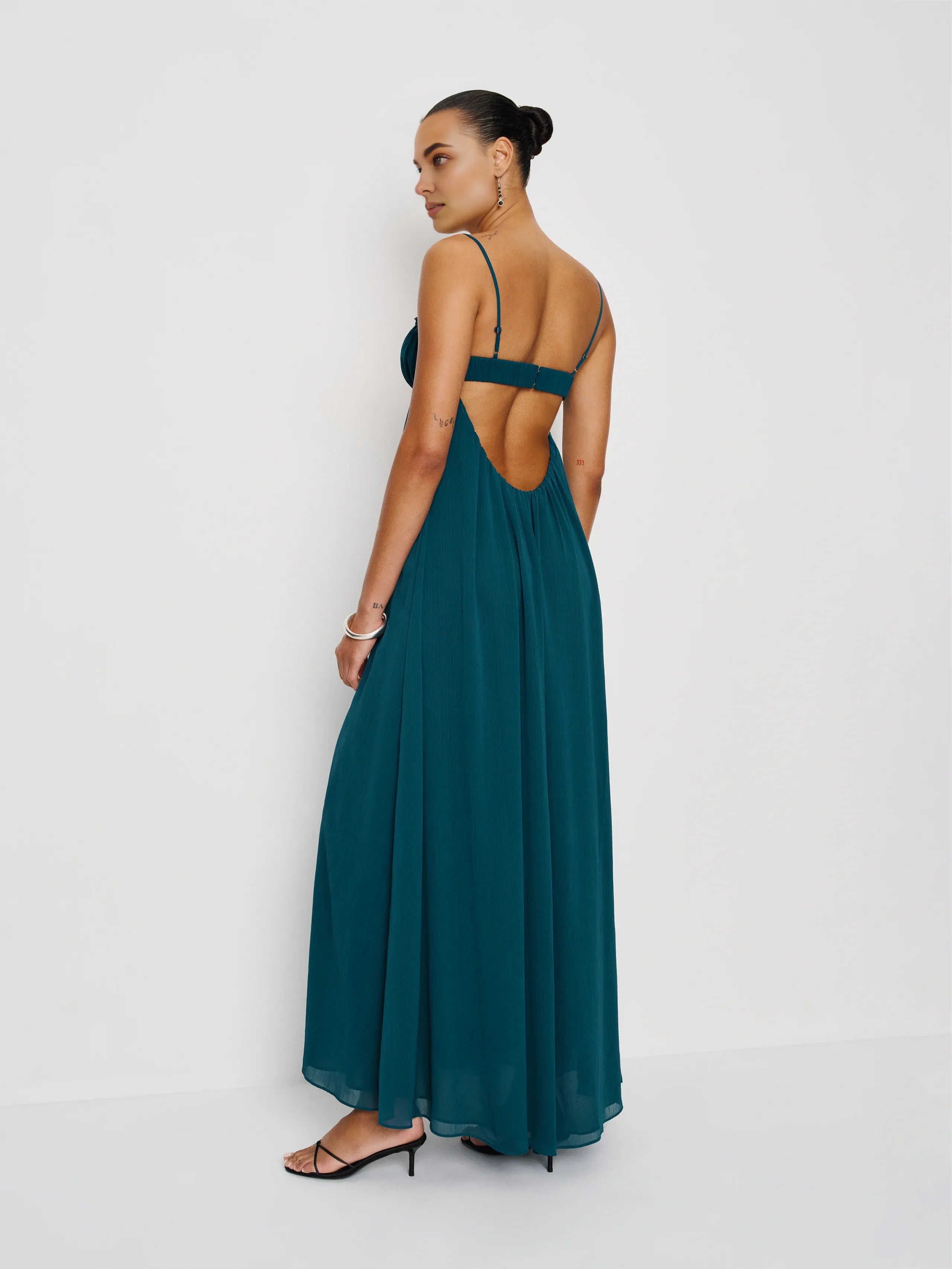 Weitese Dress Vintage Spaghetti Straps Sleeveless Mermaid Prom Dress Maxi Dress Backless A-Line Evening Dress