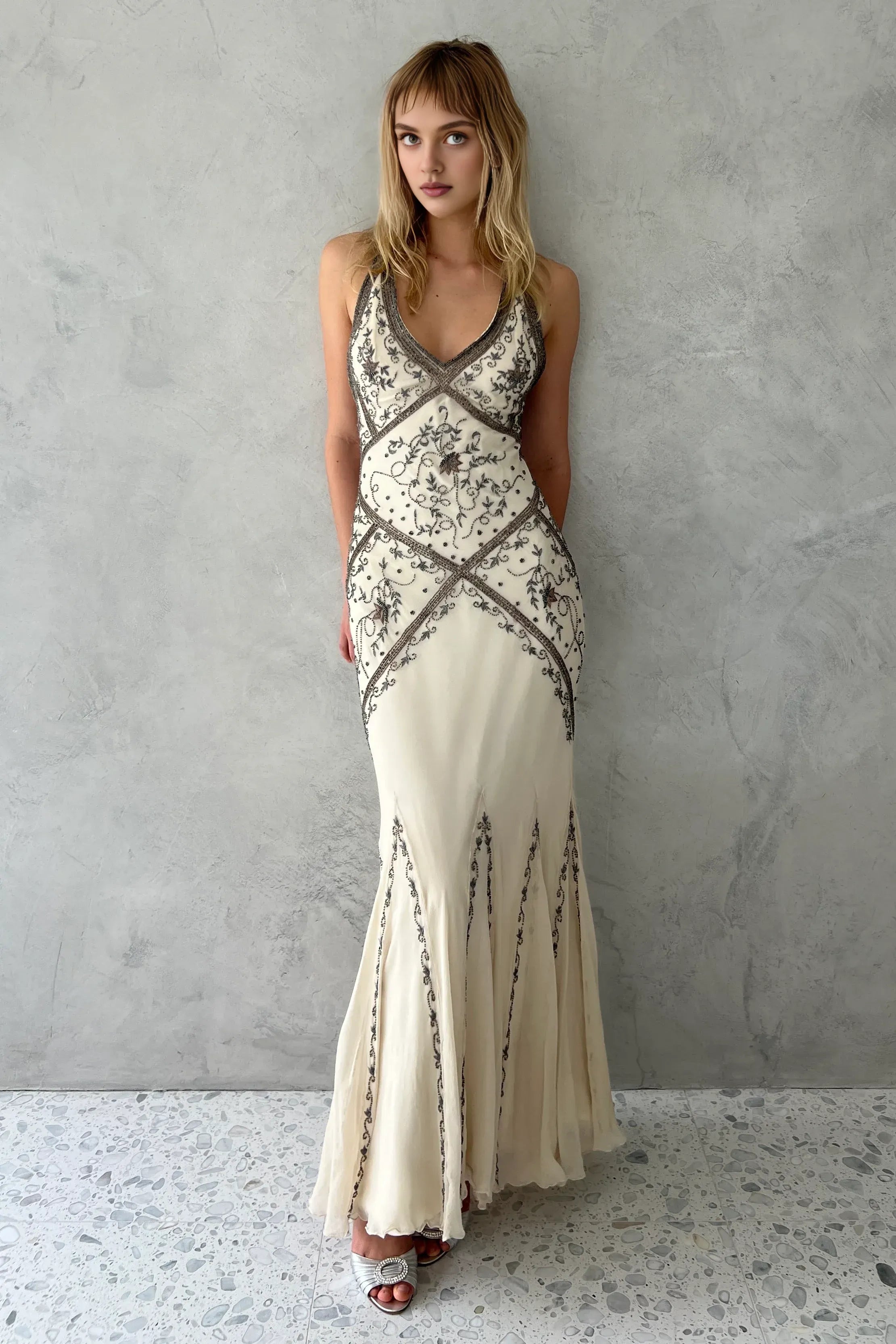 Weitese Formal Wear Dresses Vintage V Neck Corss Back Beading Mermaid Long Party Dress Prom Dresses Shops Formal Women's Dresses