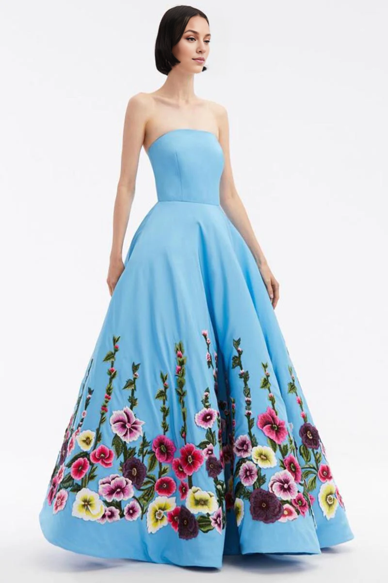 Weitese Prom Dress In Store Strapless A-line Fleur of Dreams Floral Lace Applique Maxi Dress Dresses Evening Wear