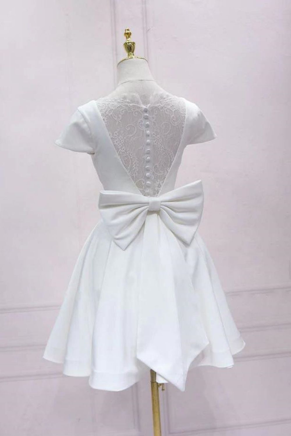 Weitese White A Line Cap Sleeves Homecoming Dress