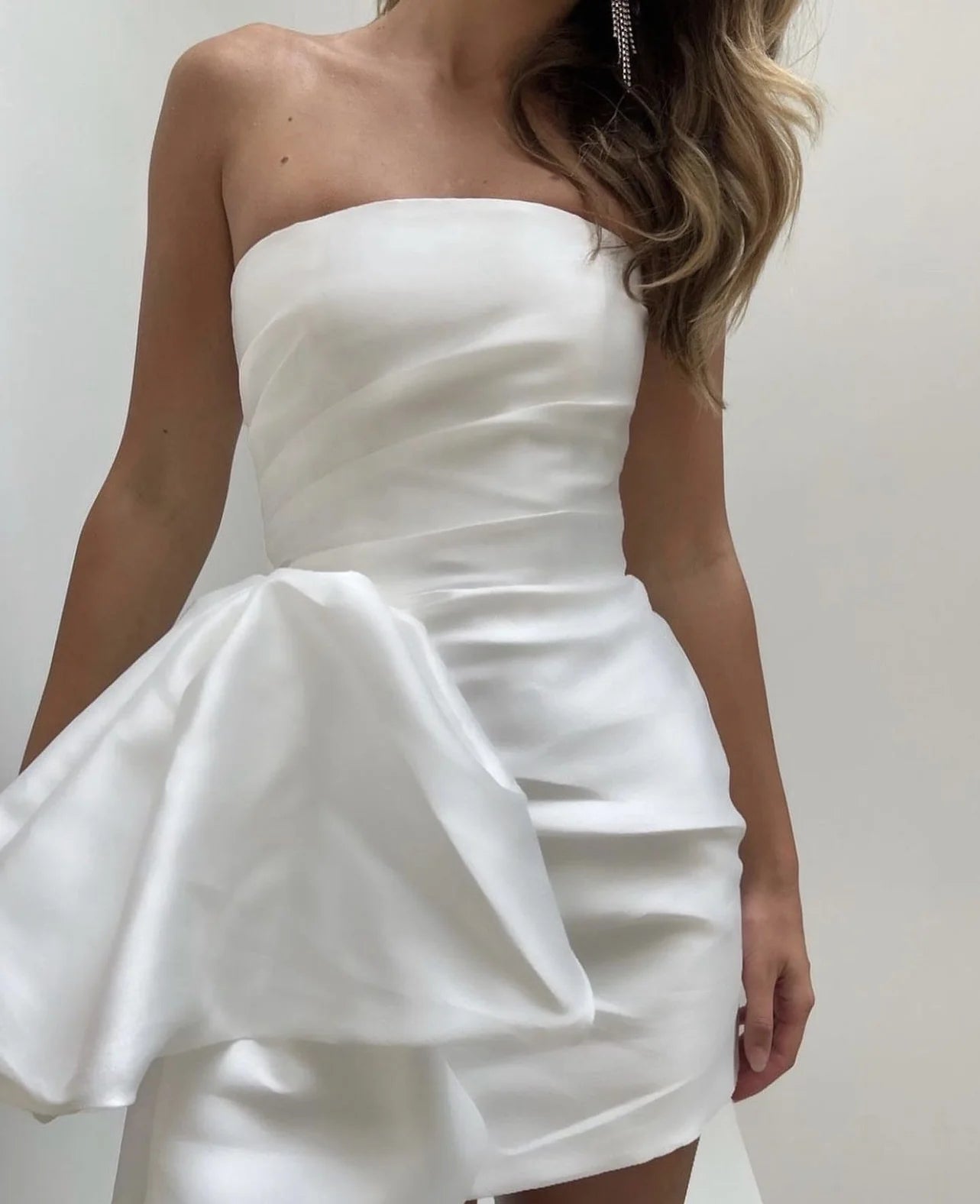 Weitese Dress Prom Dress Stores White Strapless Sheath Short Evening Party Dress Formal Dresses