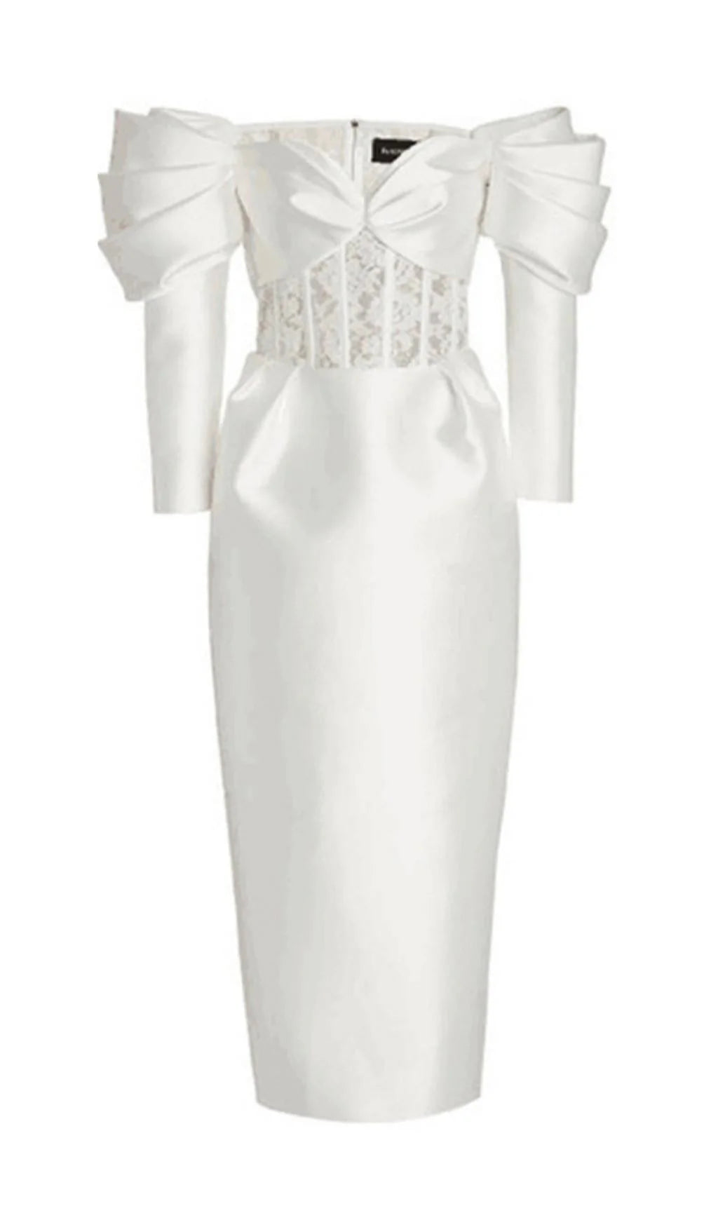 Off-the-Shoulder Back Slit Lace Strapless With Sleeves Prom Dress