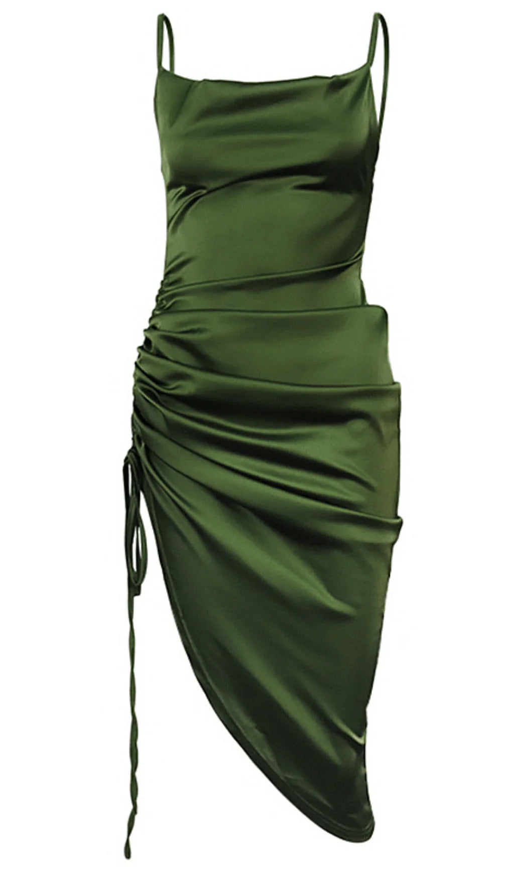 Off-the-Shoulder Spaghetti Straps Ivory Slit Pleated Sling Prom Dress