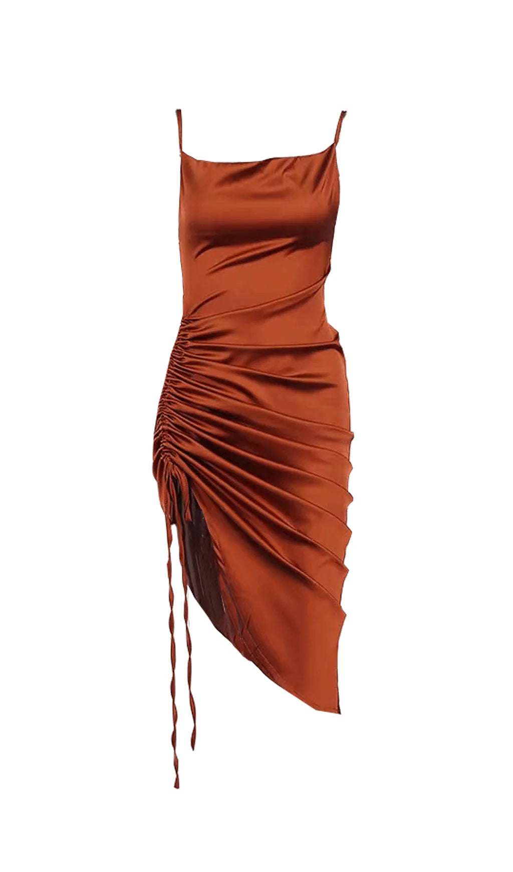 Off-the-Shoulder Spaghetti Straps Ivory Slit Pleated Sling Prom Dress