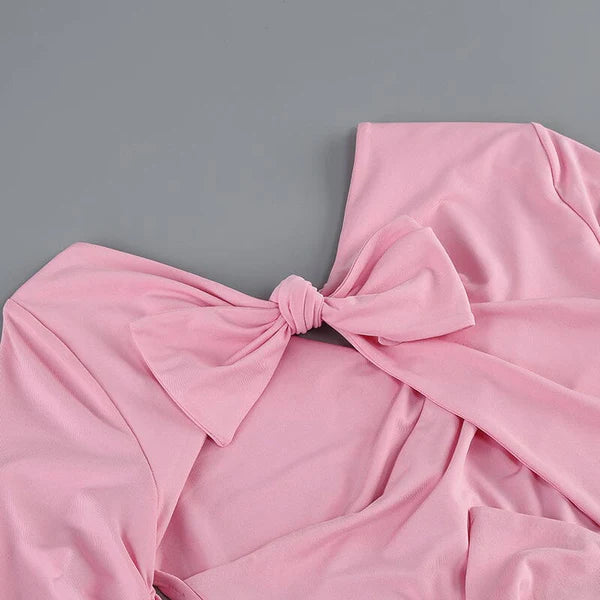 Pink Split Slim Fit Floor Length Prom Dress