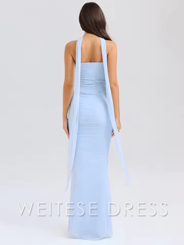 Weitese Dress Sexy Women Neckerchief Strapless Sexy Mermaid Sleeveless Club Party Skirt Prom Dress