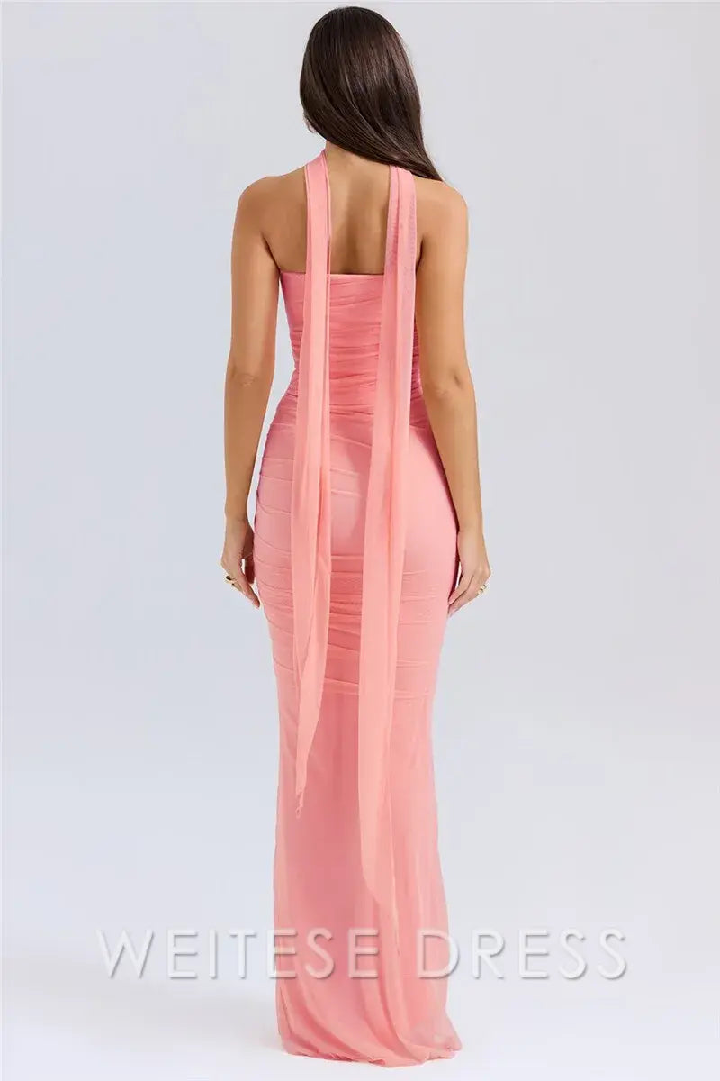 Weitese Dress Sexy Women Neckerchief Strapless Sexy Mermaid Sleeveless Club Party Skirt Prom Dress