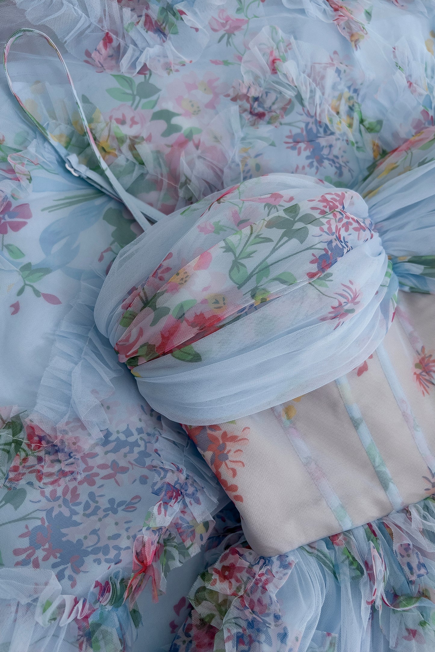 Vestido Weitese con tirantes finos, estampado floral azul, vestido largo fruncido, vestido de fiesta 