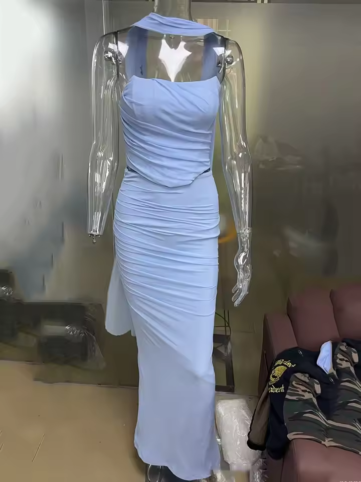 Weitese Dress Sexy Women Neckerchief Strapless Sexy Mermaid Sleeveless Club Party Skirt Prom Dress