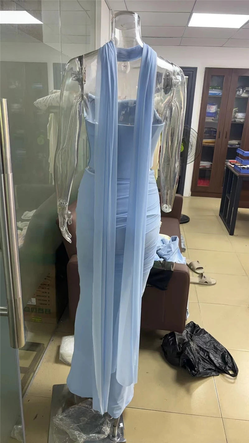 Weitese Dress Sexy Women Neckerchief Strapless Sexy Mermaid Sleeveless Club Party Skirt Prom Dress