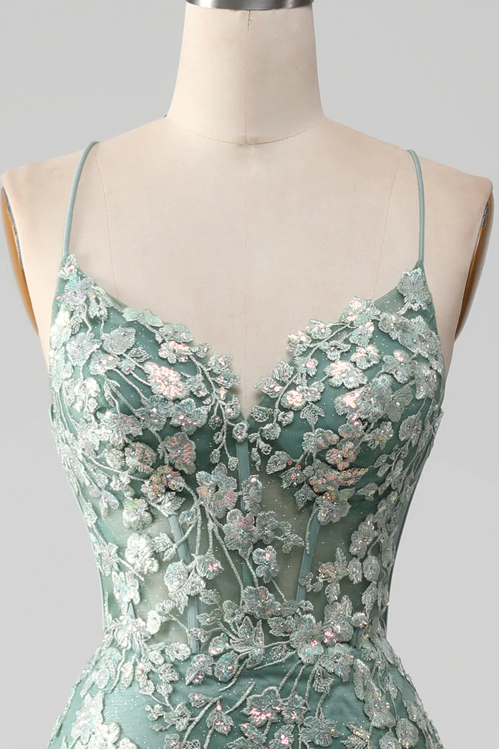 Mermaid Lace-Up Back Prom Party Dresses With Appliques