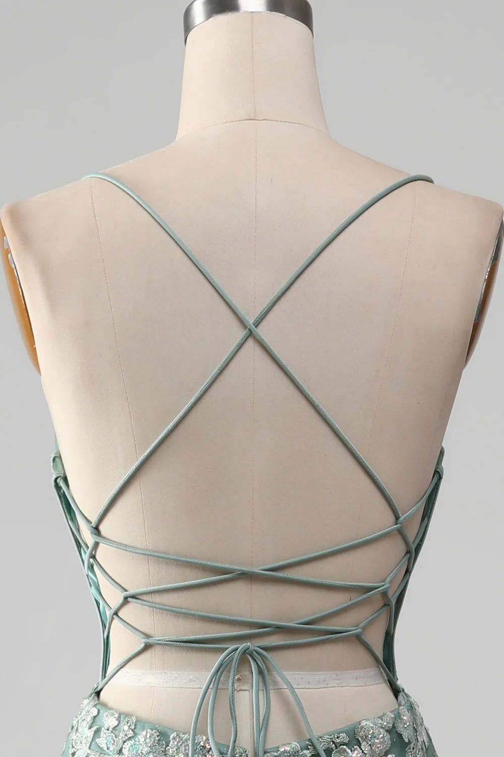 Mermaid Lace-Up Back Prom Party Dresses With Appliques