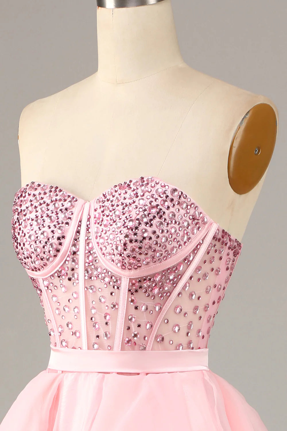 Weitese Princess A Line Sweetheart Black Corset Prom Dress with Beding