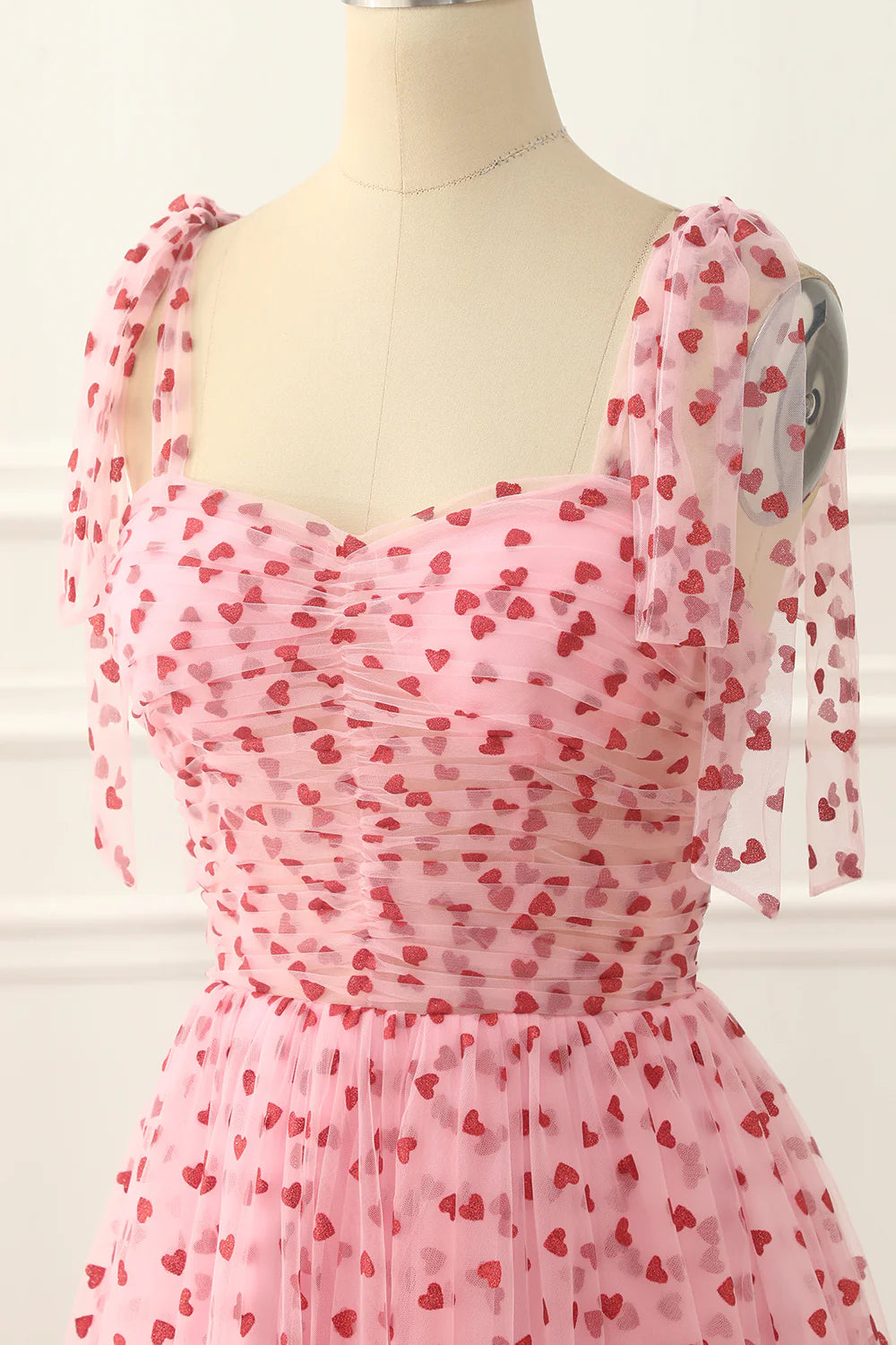 Tulle Spaghetti Straps Pink Prom Dress