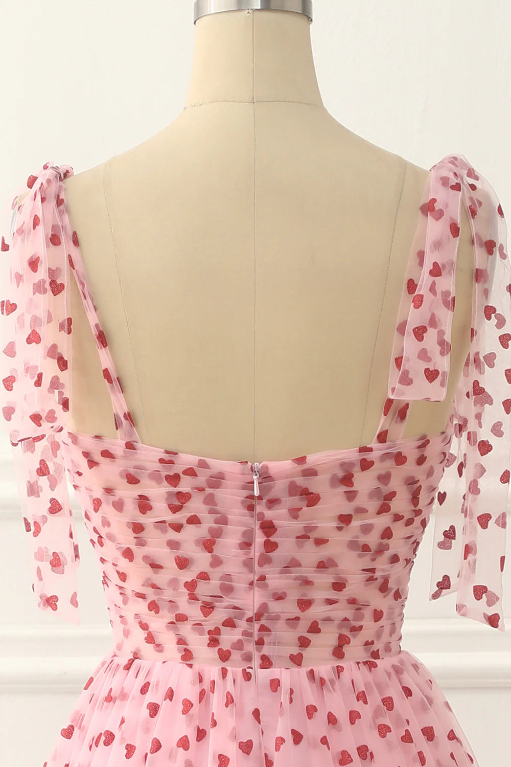 Tulle Spaghetti Straps Pink Prom Dress