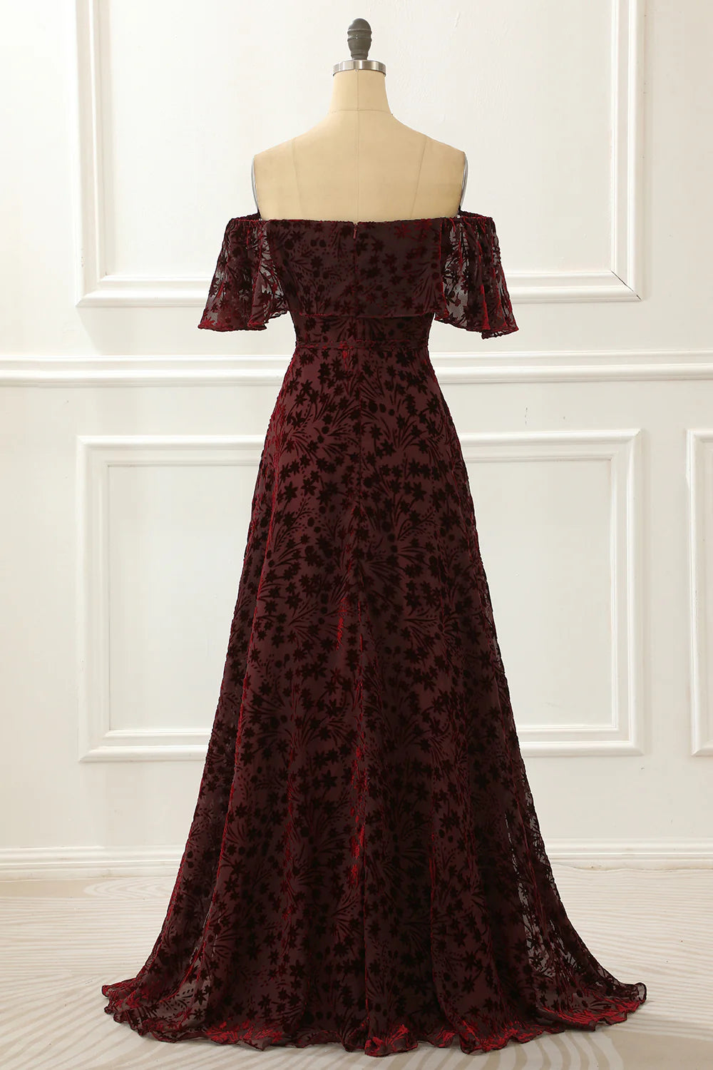 Robe de bal trapèze en dentelle à épaules dénudées Weitese