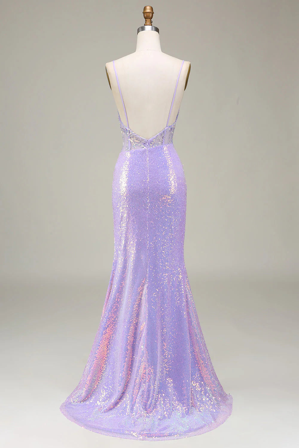 Mermaid Sparkly Corset Long Prom Dress With Slit