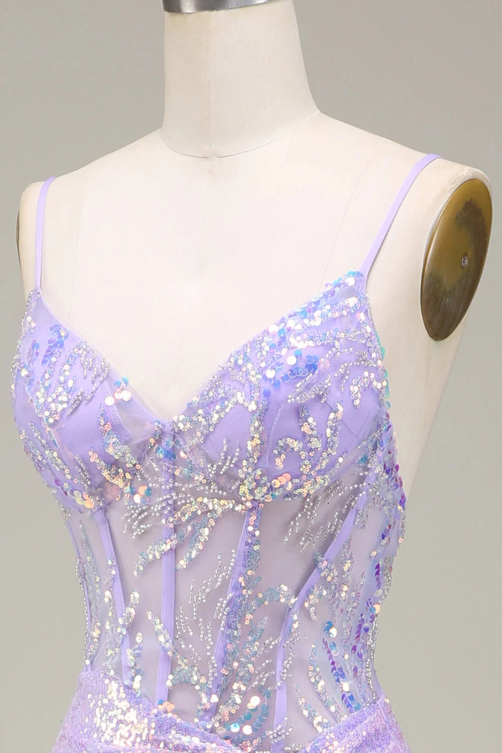 Mermaid Sparkly Corset Long Prom Dress With Slit