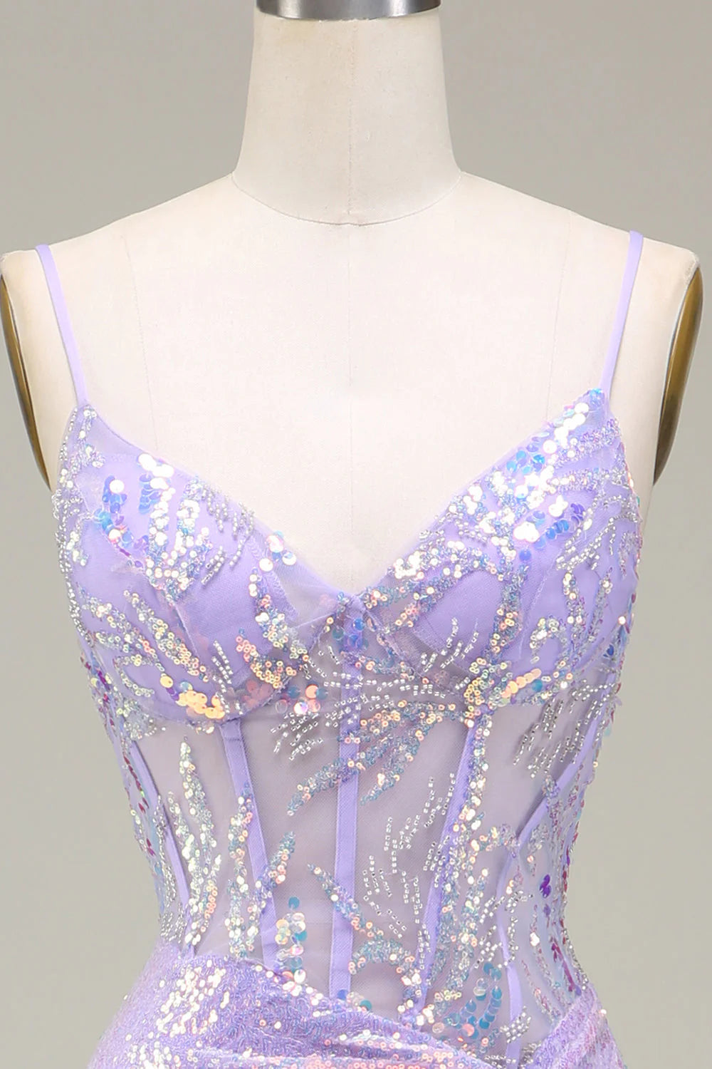 Mermaid Sparkly Corset Long Prom Dress With Slit