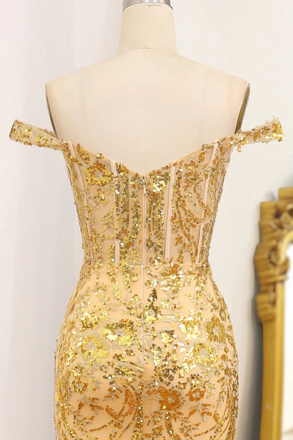 Sequins Mermaid Off The Shoulder Long Prom Dress