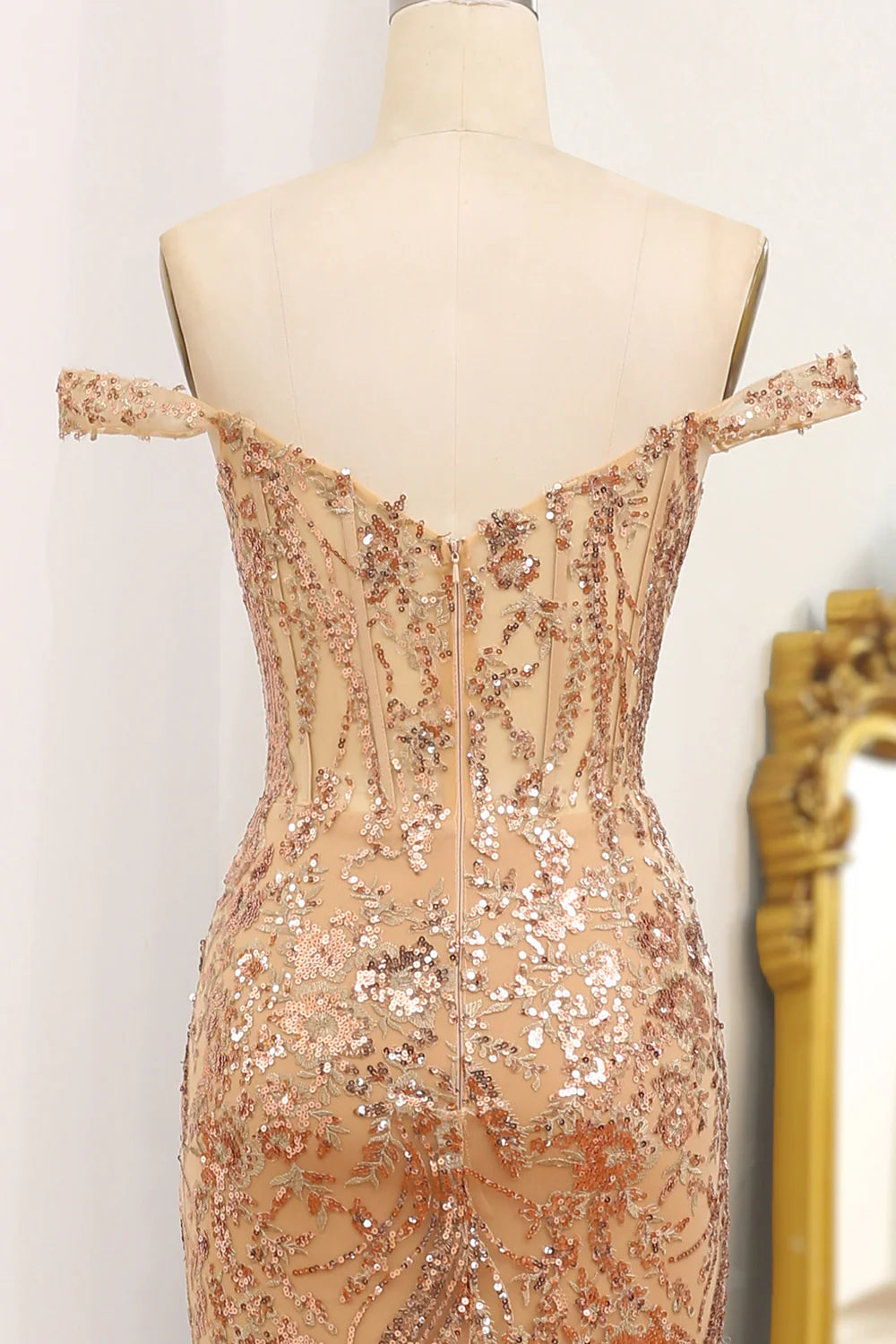 Sequins Mermaid Off The Shoulder Long Prom Dress