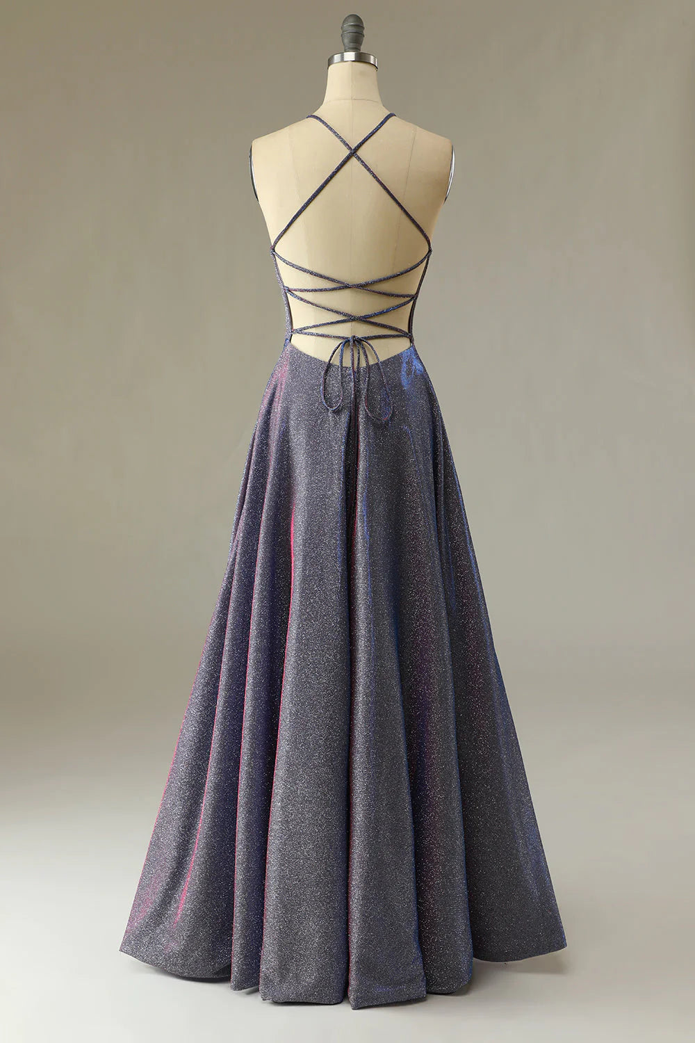 Glitter Blue+Violet Long Prom Dress