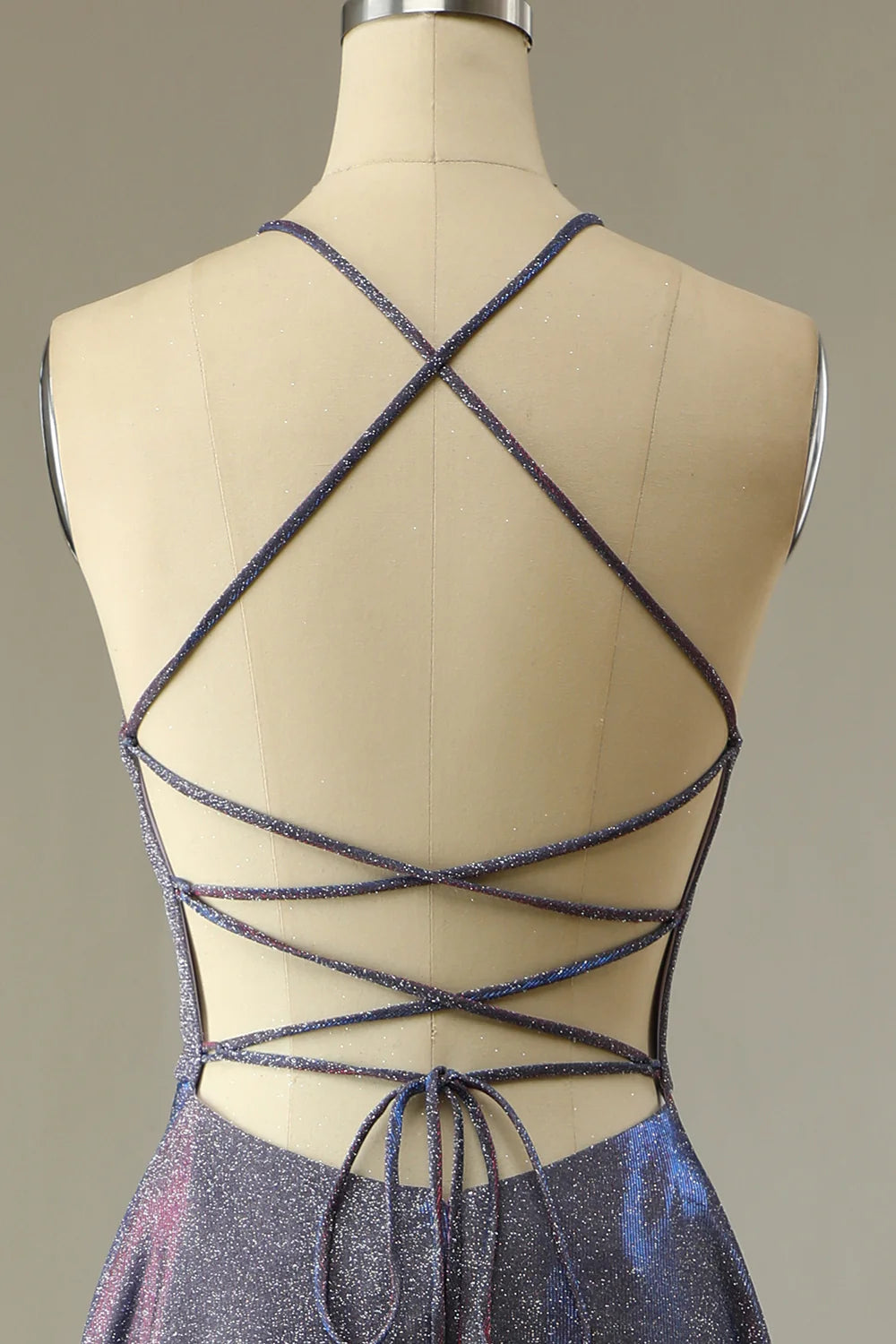 Glitter Blue+Violet Long Prom Dress