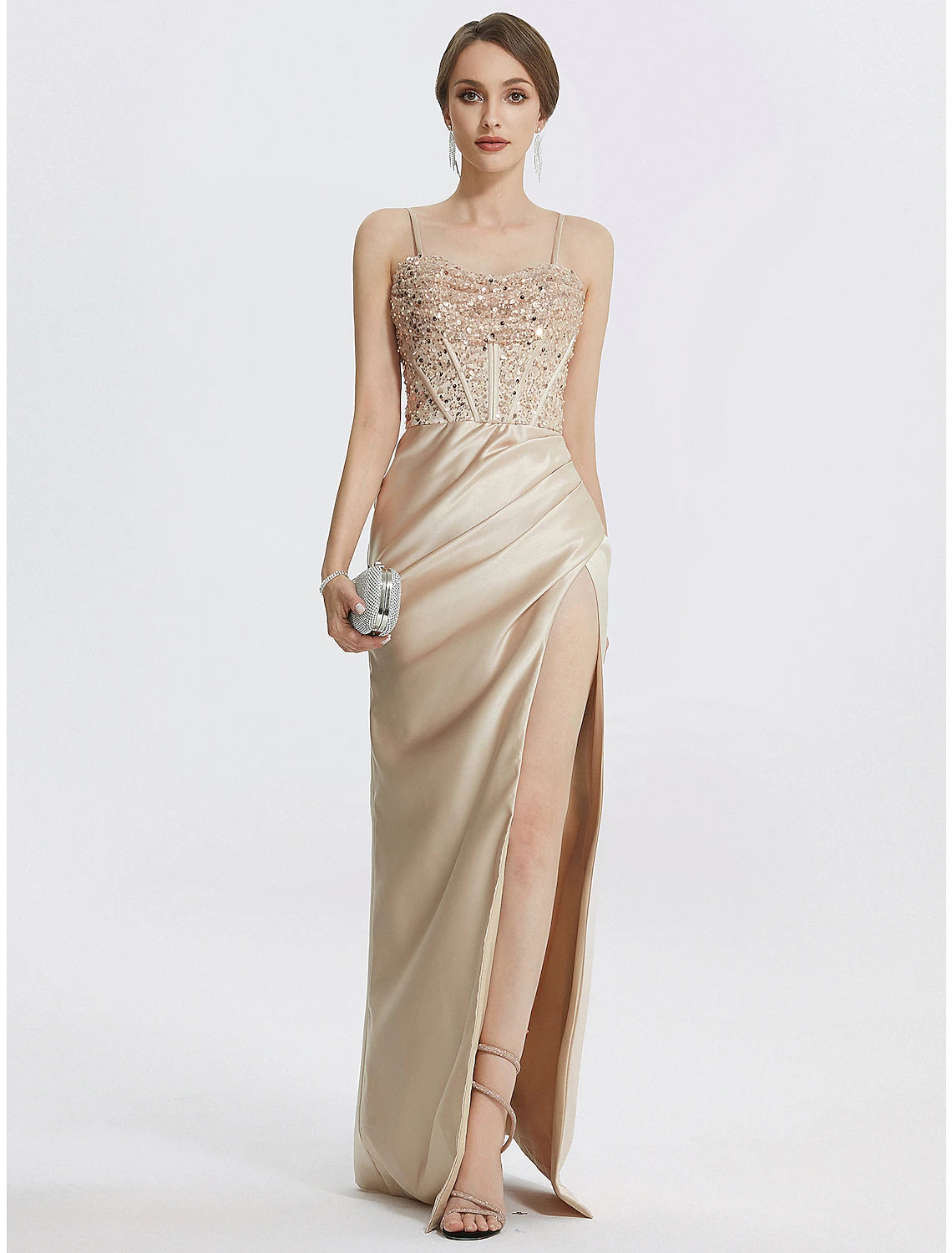 Weitese Sheath / Column Evening Gown Elegant Dress Formal Black Dress Tea Length 3/4 Length Sleeve Square Neck Stretch Fabric with Feather