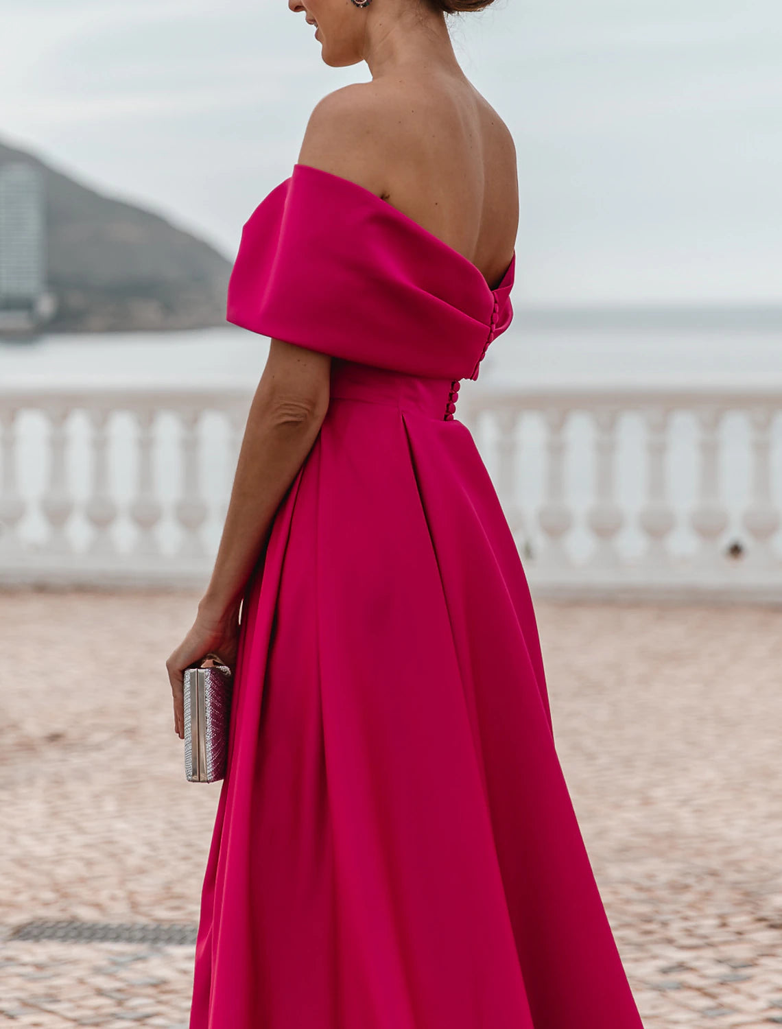 A-Line Evening Gown Party Dress Celebrity Style Dress Formal Wedding Court Train Sleeveless Off Shoulder Bridesmaid Dress Satin