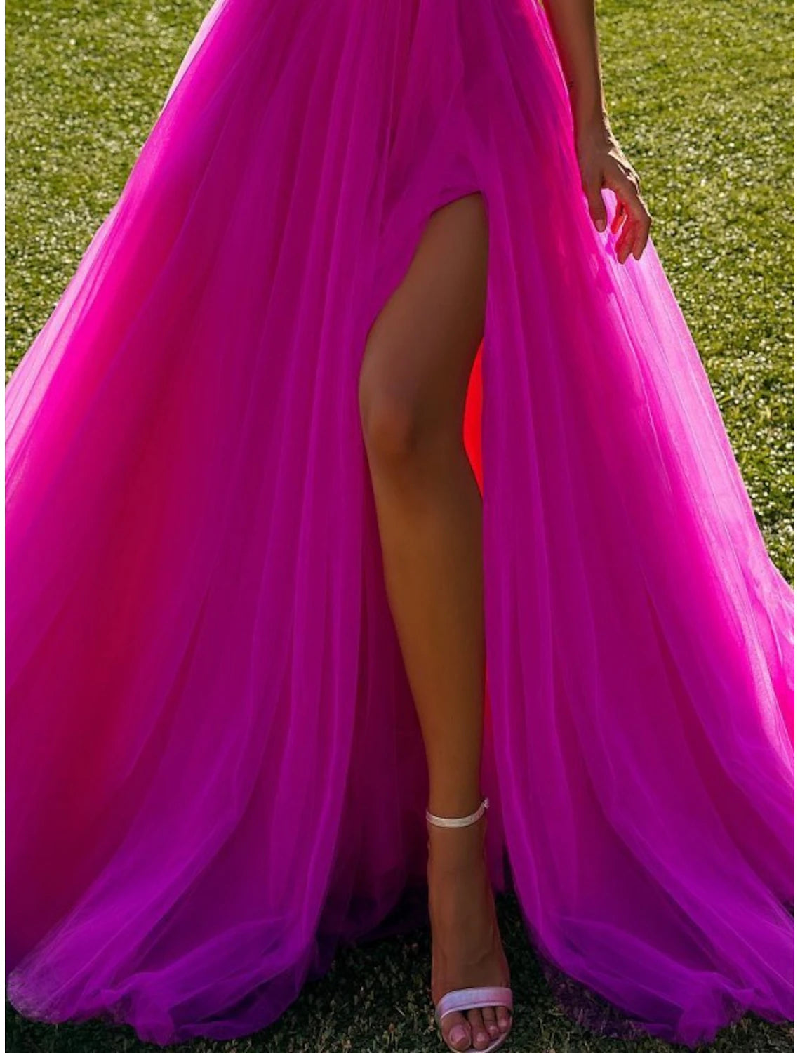 Ball Gown Evening Dresses Elegant Dress Prom Birthday Sweep / Brush Train Long Sleeve One Shoulder Tulle