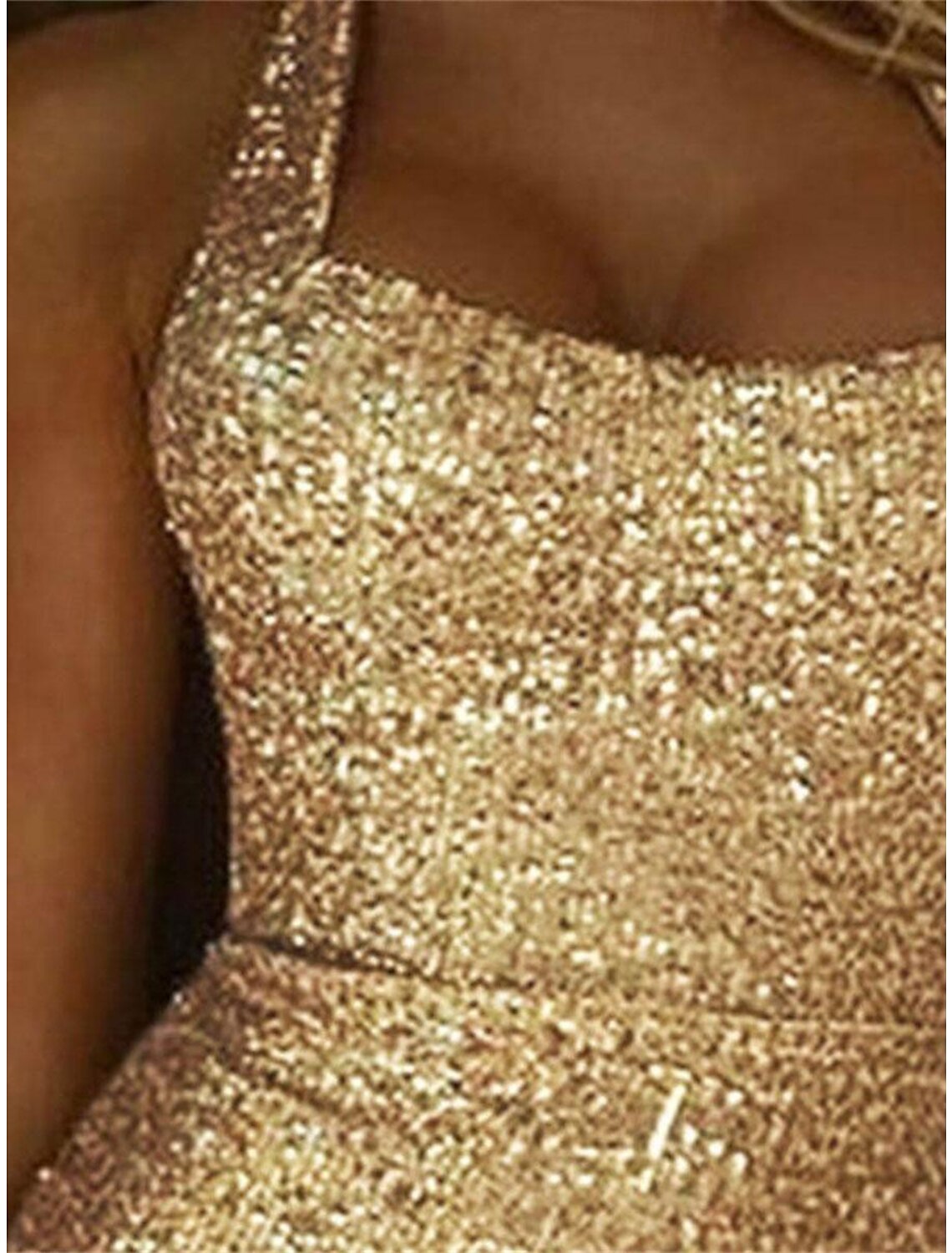 Weitese Women's Sequin Dress Prom Dress Party Dress Long Dress Maxi Dress Gold Sleeveless Plain Sequins Summer Spring Fall Halter Neck Party Wedding Guest Birthday Evening Party Slim