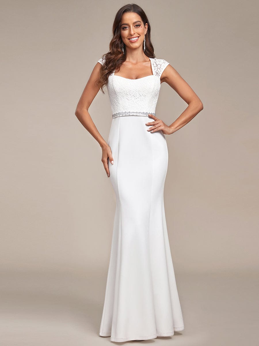 Weitese Simple Cap Sleeve Sweetheart Mermaid Style Wedding Dress/No Veils