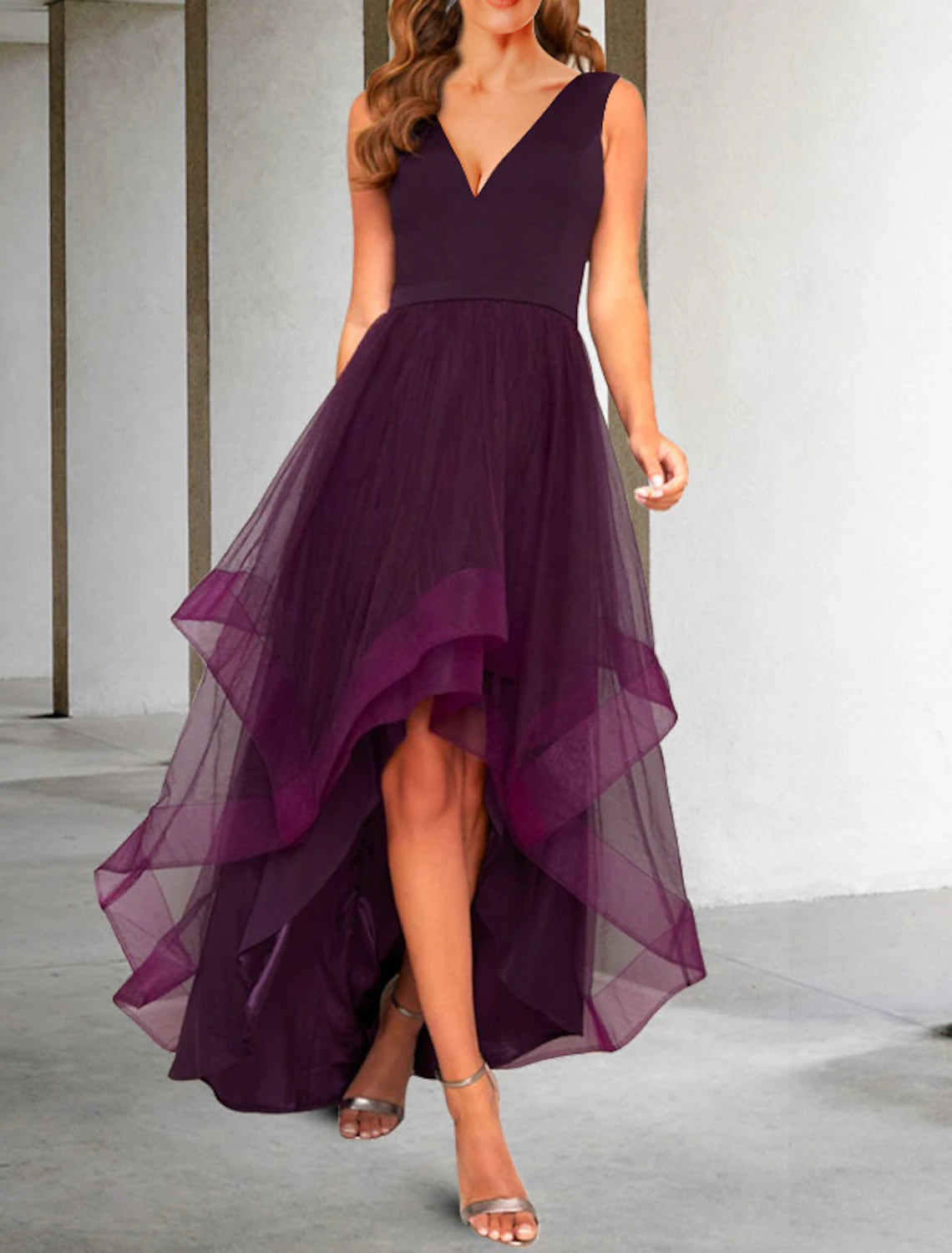 A-Line Evening Dresses Elegant Dress Kentucky Derby Semi Formal Tea Length Sleeveless V Neck Fall Wedding Guest Organza