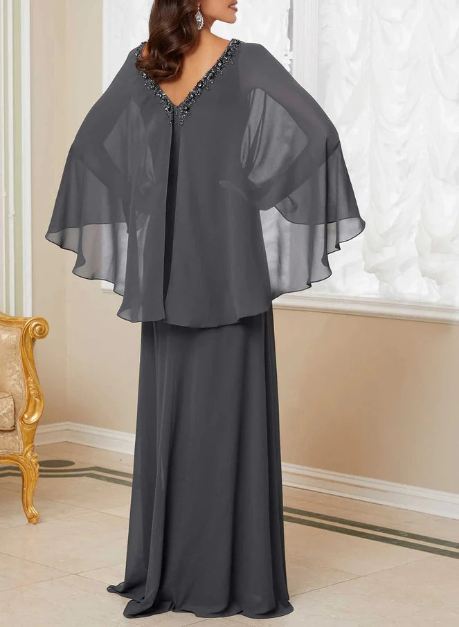 A-Line V-Neck Mother Of The Bride Dresses With Beading