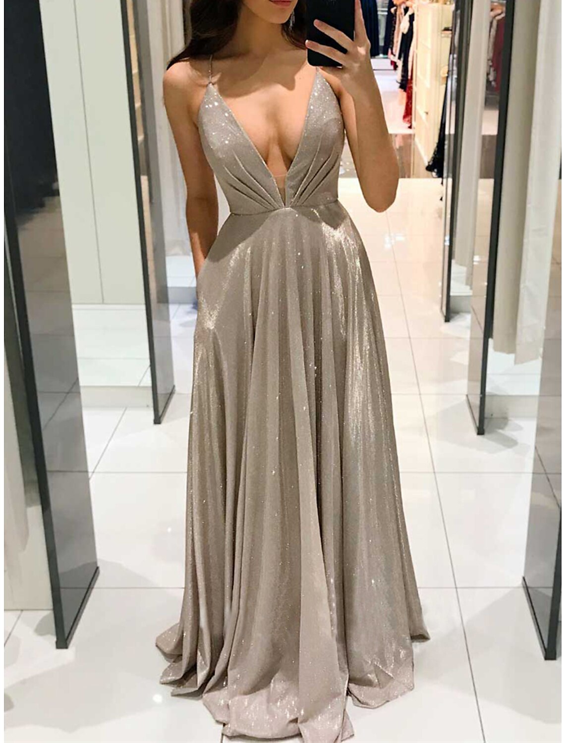 Women's Prom Dress Party Dress New Year's Eve Dress Wedding Guest Dress Long Dress Maxi Dress Red Blue Beige Sleeveless Ruched Fall