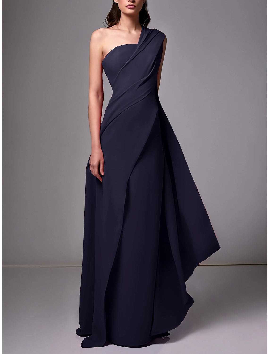 Sheath Evening Gown Red Green Dress Elegant Dress Formal Sweep / Brush Train Sleeveless One Shoulder Stretch Chiffon