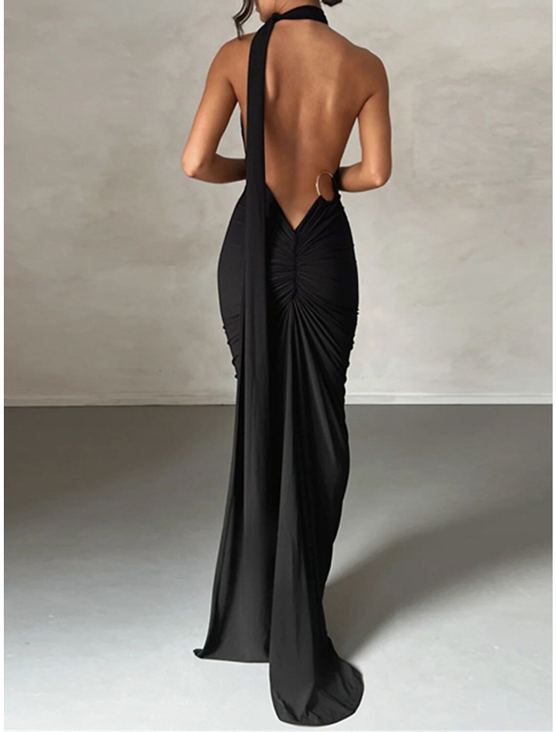 Weitese Women's Little Black Dress Prom Dress Party Dress Dress Long Dress Maxi Dress White Fuchsia Sleeveless Ruched Spring Fall Winter One Shoulder Fashion Evening