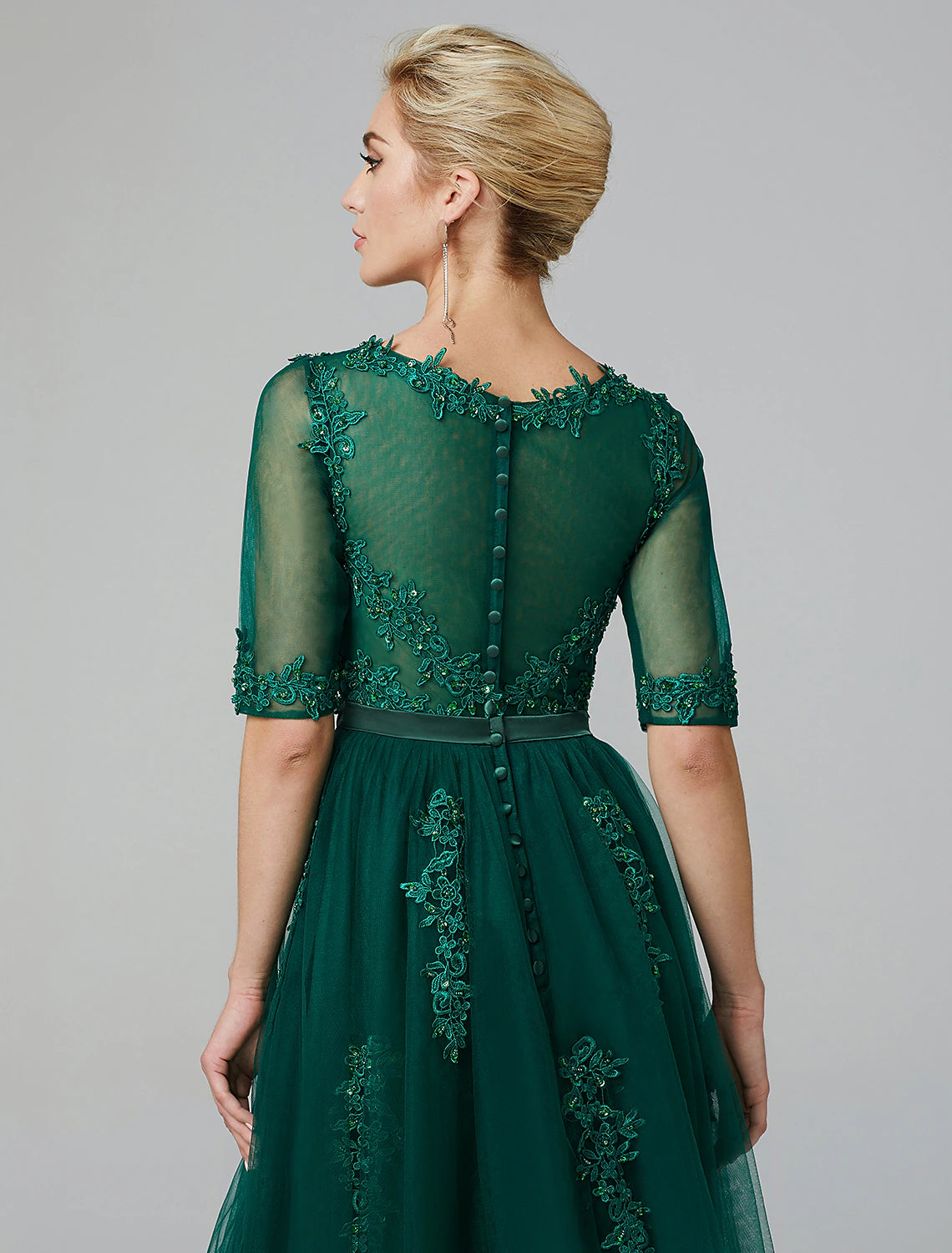 Weitese A-LineMother of the Bride Dresses Christmas Red Green Dress Formal Evening Kentucky Derby Tea Length Sleeveless Illusion Neck Fall Wedding Guest Lace Over Tulle with Sequin Appliques