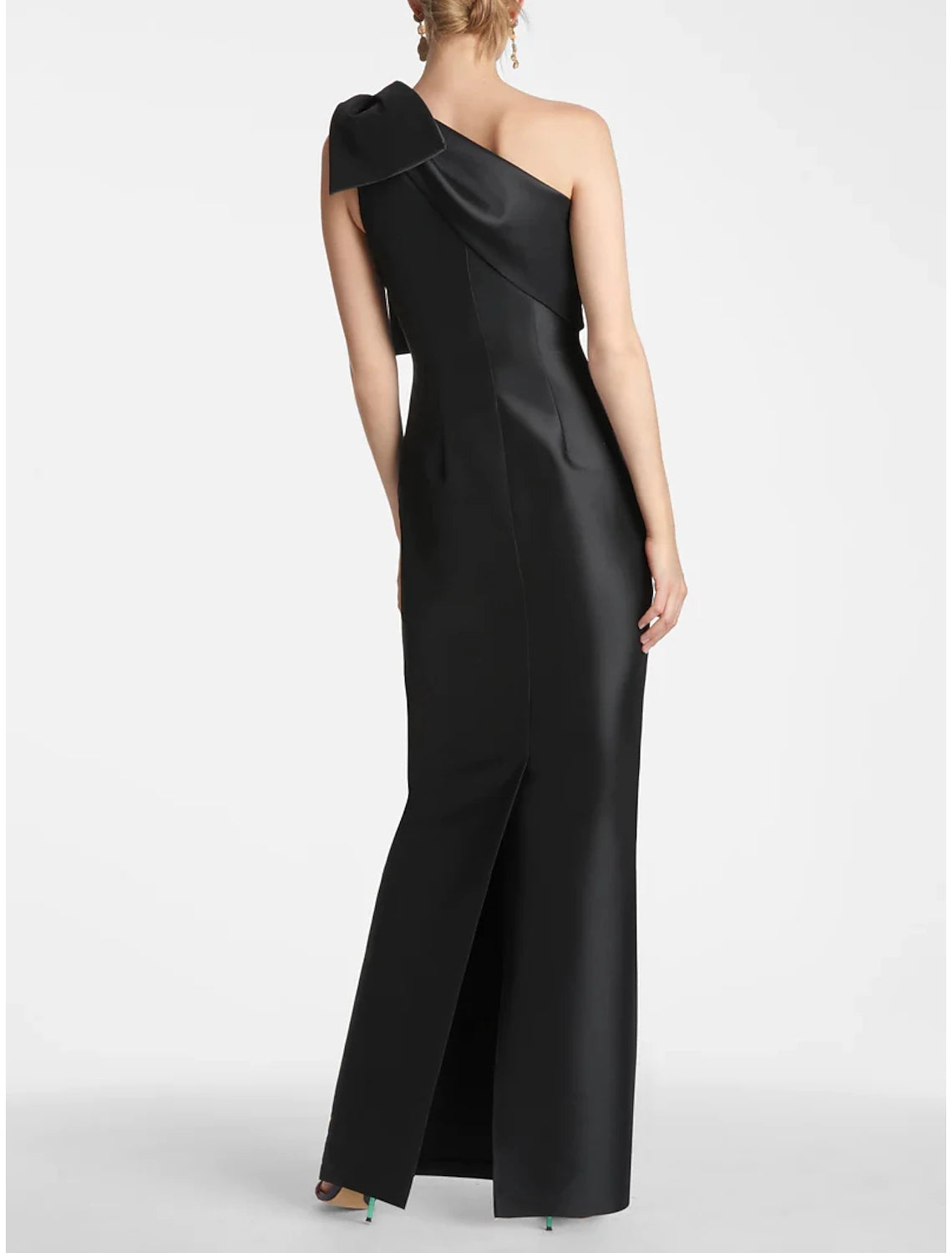 Weitese Mermaid Party Dress Evening Gown Elegant Dress Formal Fall Ankle Length Sleeveless One Shoulder Satin with Bow(s) Slit