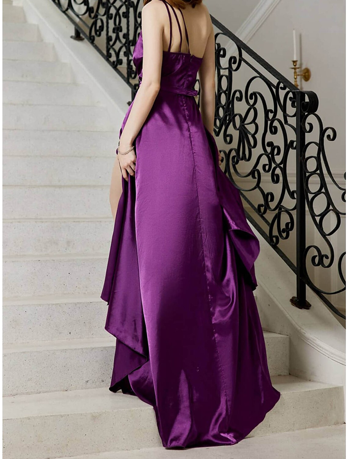 Women's Party Dress New Year's Eve Dress Wedding Guest Dress Formal Dress Long Dress Maxi Dress Red Blue Purple Sleeveless Ruched Spring Fall Winter One Shoulder Winter Dress