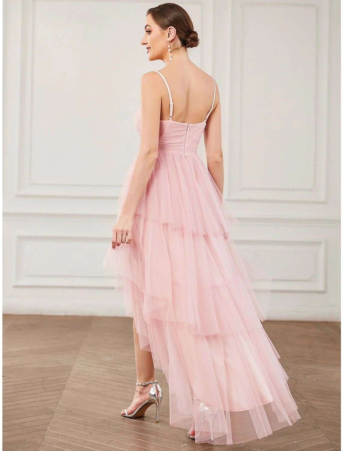 A-Line Party Dresses Vintage Dress Prom Knee Length Sleeveless Spaghetti Strap Tulle